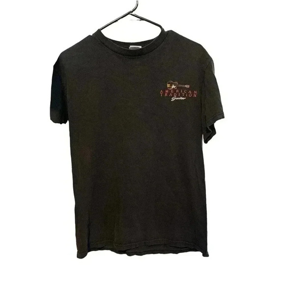 TENNESSEE RIVER SIZE MEDIUM BLACK TEE AMERICAN TRADITION GUITAR GRAPHIC - Picture 1 of 2
